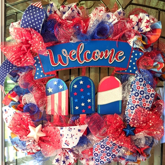 Other - A cute red, white, and blue Welcome wreath